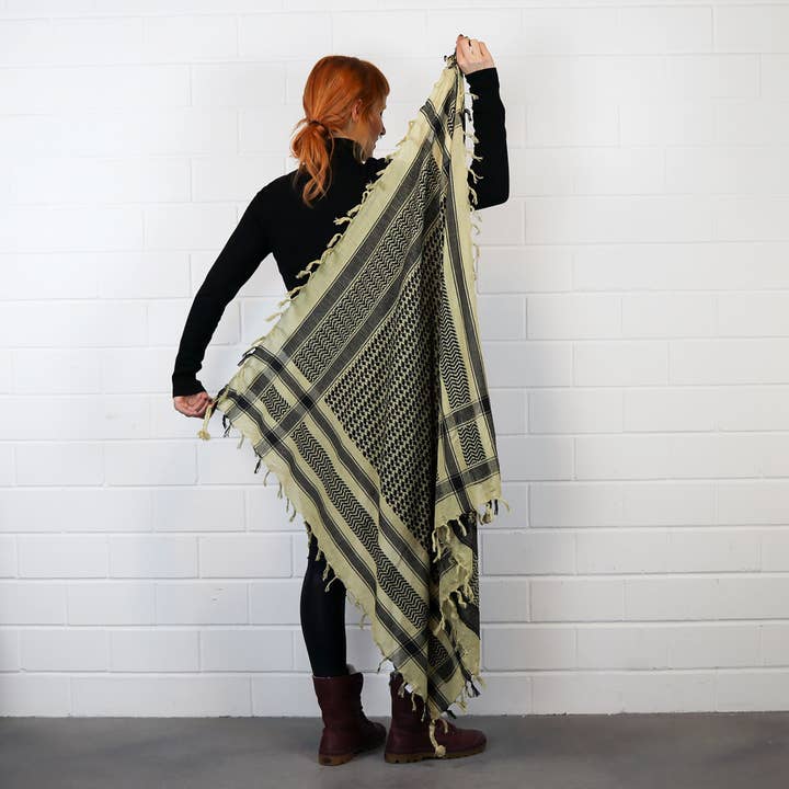 Tribal Trade GmbH – Engroshandel Tørklæde - Unisex – Palituch - Beige - Sort - Kufiya PLO håndklæde8