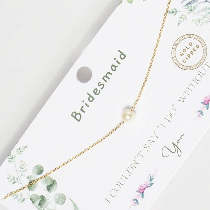 Fashion City - Wholesale Pendant/Charm Necklace - Gold-Dipped Pearl Bridesmaid Necklace