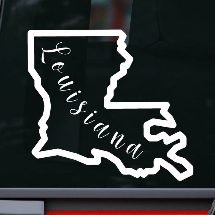 Calcomanía con diseño de Luisiana con nombre para coche y portátil para venta al por mayor de AO Designs LLC