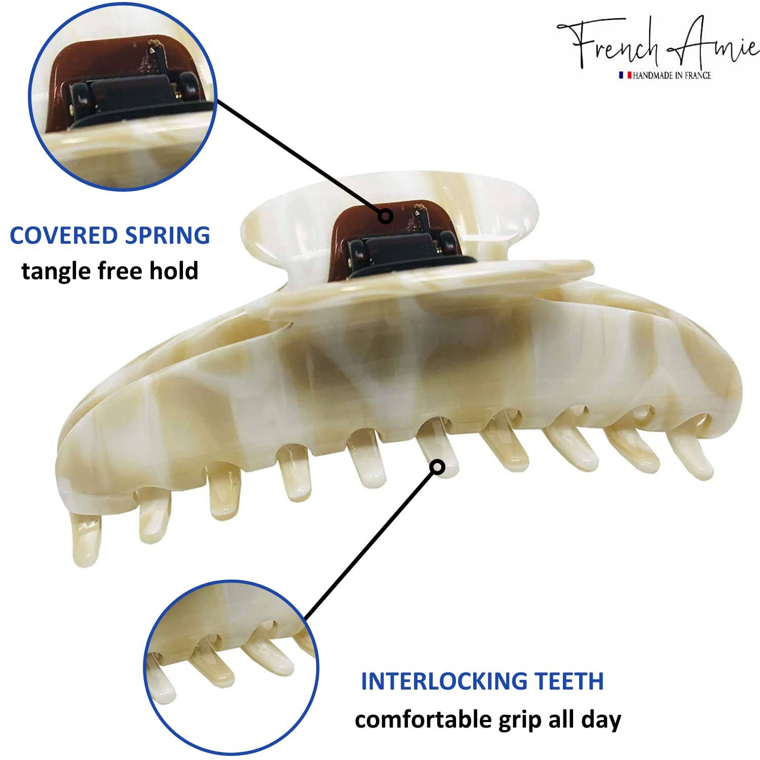 Parcelona - Wholesale Hair Clip - Women's - French Amie Contour Large 4 ¾” Celluloid Handmade Jaw Hair Claw Clip for Women16