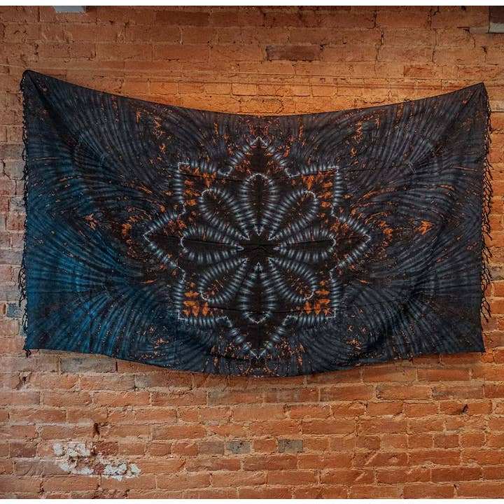 Gardenbelle Shop - Wholesale Tapestry/Textile - Beachy Hand Dyed Large Sarong Tie Dye Tapestry, Fringe Throw