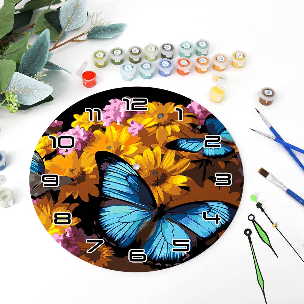 Paint Your Numbers - Wholesale DIY Craft Kit - Paint the Moment – Butterfly Bloom Clock Kit13