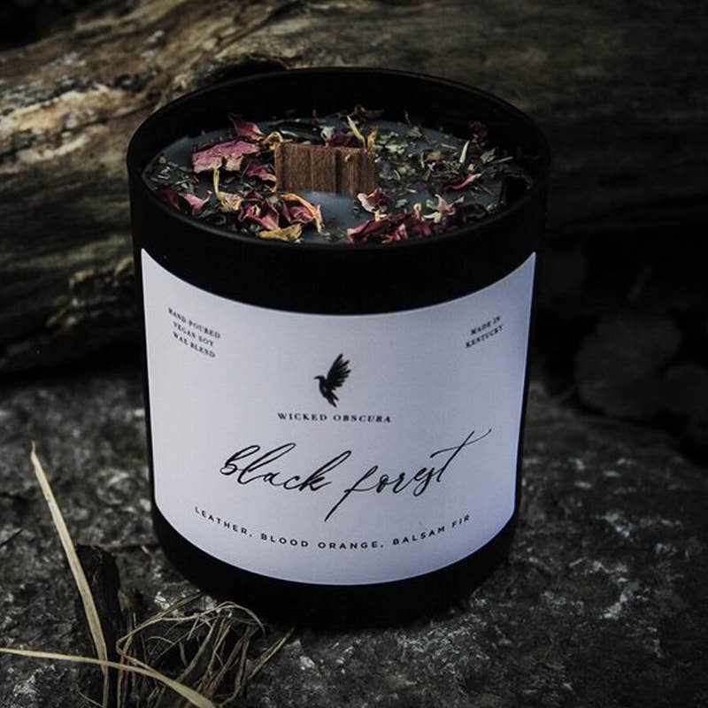 Wicked Obscura - Wholesale Jar/Filled Candle - Black Forest- Balsam Fir & Blood Orange Soy Candle0
