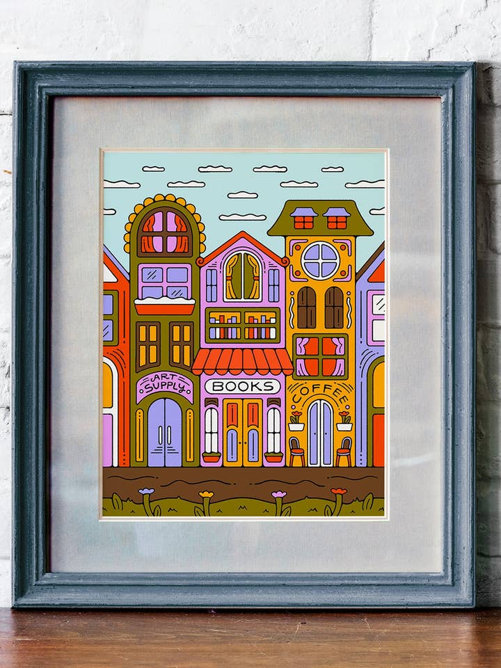 Konst, böcker & kaffe – 11 x 14″ konsttryck för wholesale av Bailey Crouch Illustration