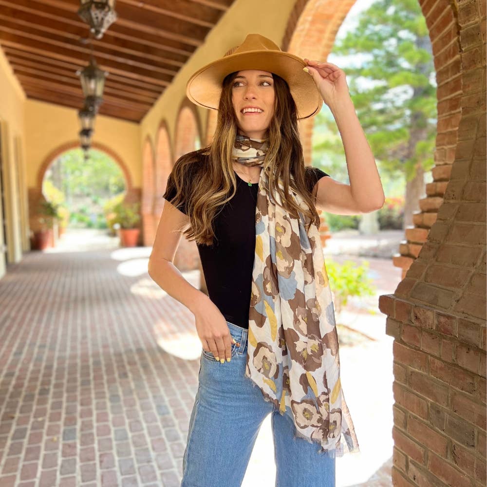 Humble Hilo – Cachecol - Mulher por atacado – Lenço Humble Hilo com arte de papoulas vetoriais24