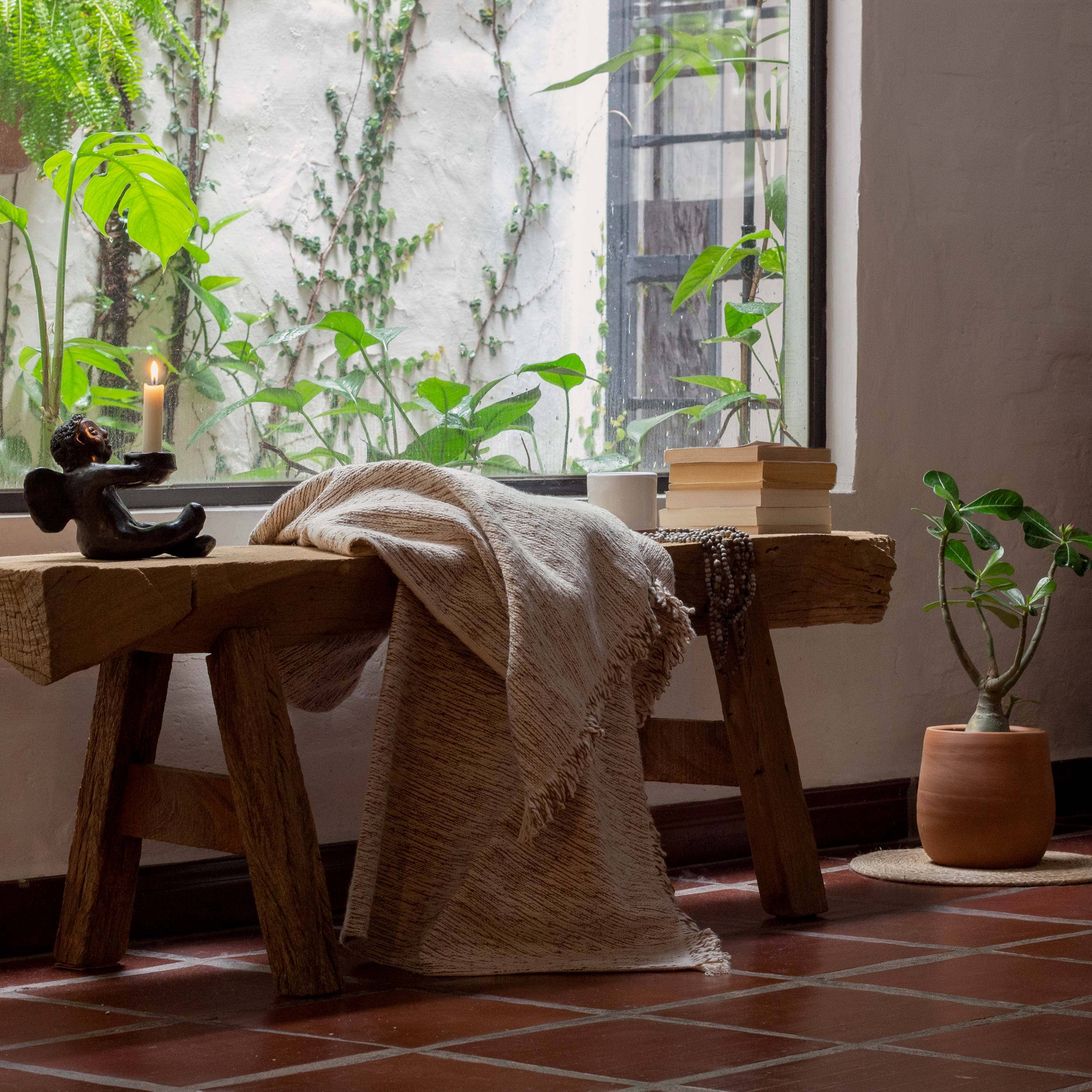 Under The Bough - Wholesale Throw Blanket - Matizado Handloomed Cotton Blanket — Sepia3