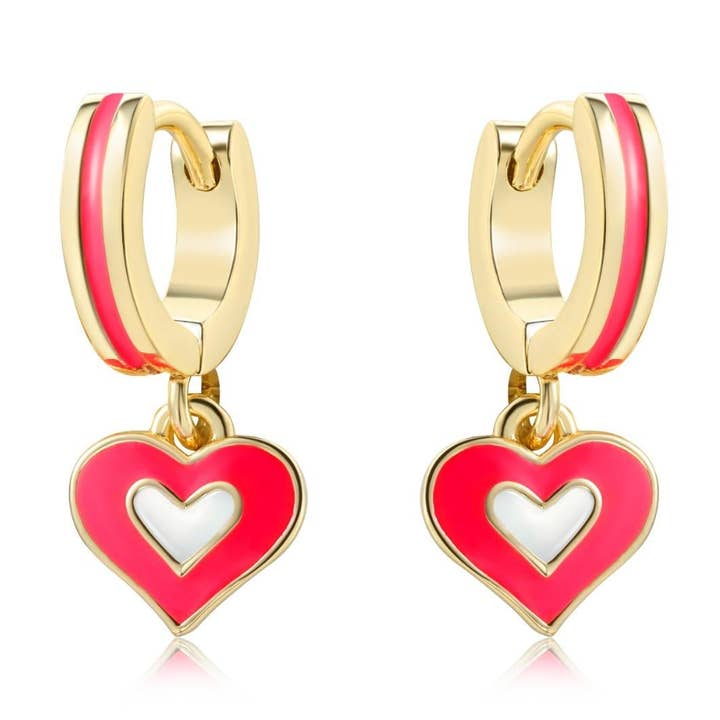 Witte en Rode Emaille Hart Huggie Achterkant voor wholesale door The Tiny Gem