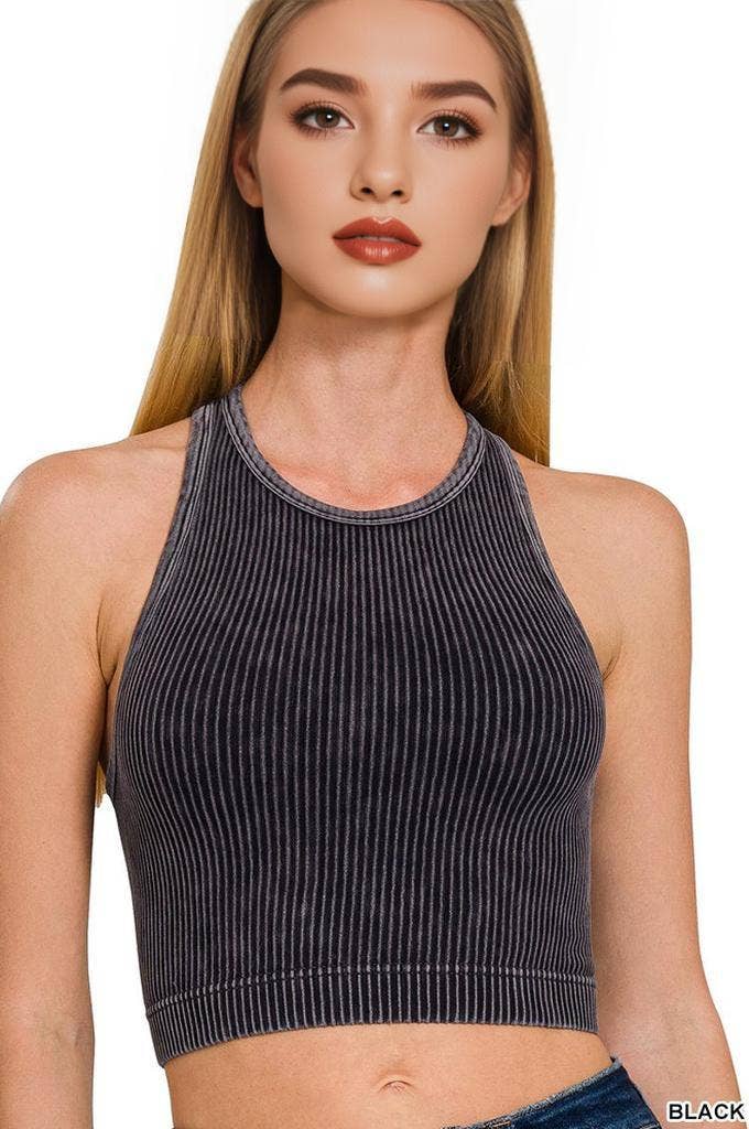 42POPS – Großhandel Tanktop – Damen – .Gewaschene Rippennaht nahtloses Halterneck-Crop-Top14