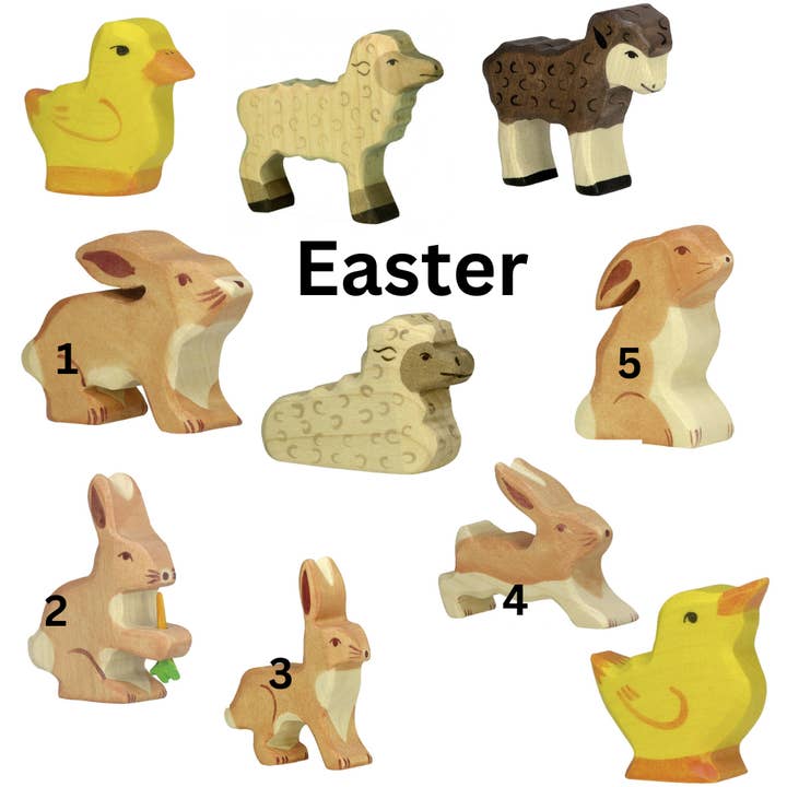 Hello! Playdough! – wholesale Wood toy – Child – Holztiger Wooden Easter Animals | Rabbits | Bunny | Chick