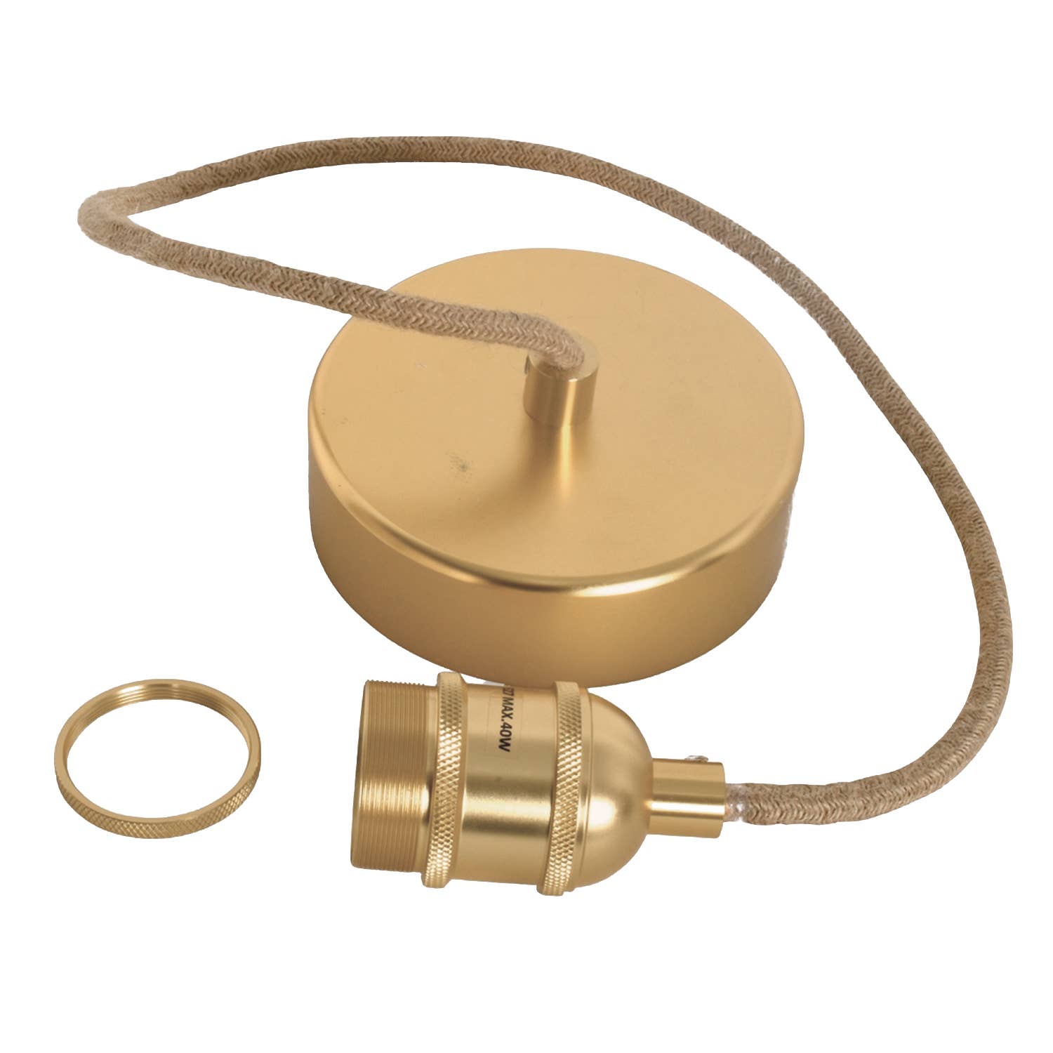 Opjet Paris - Wholesale Chandelier/hanging light - Satin gold socket suspension 110cm natural rope cable canopy3