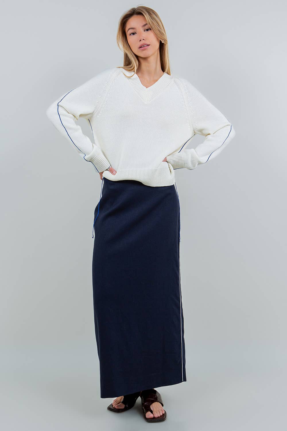 Whiteroom+Cactus - Vendita all'ingrosso Maglione tricot - Donna - MAGLIONE IN FILATO A CONTRASTO2