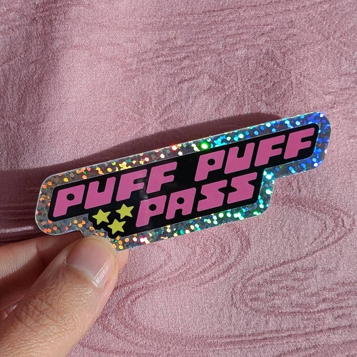 Petty Party - Wholesale Sticker - Puff Puff Pass Glitter Sticker