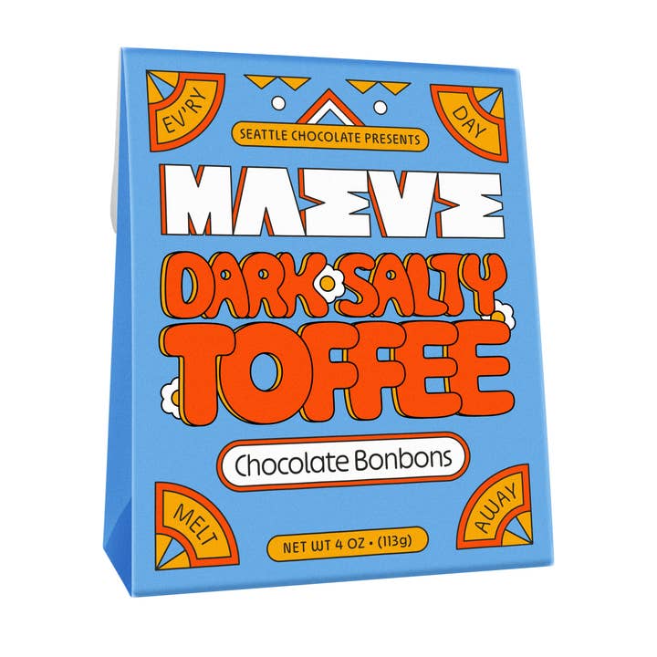Dark Salty Toffee Bonbon Box - 4oz for wholesale by Seattle Chocolate Presents Maeve