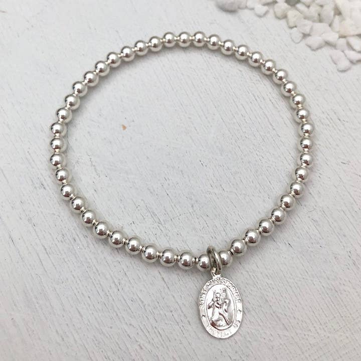 Pulseira de contas de São Cristóvão em Prata por atacado de Isabelle Grace Jewelry