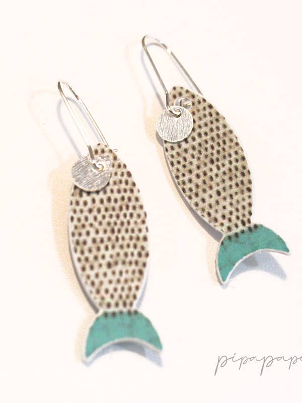 blue fish earring for wholesale by Pipapaper