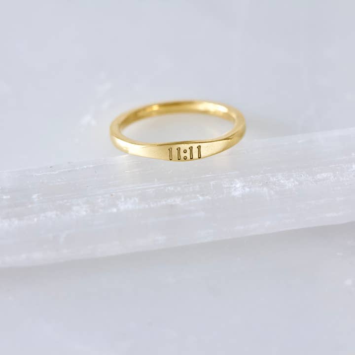 Mesa Blue – Großhandel Band/Stapelring – Wasserdichter Ring mit eingravierter Engelszahl 11:113