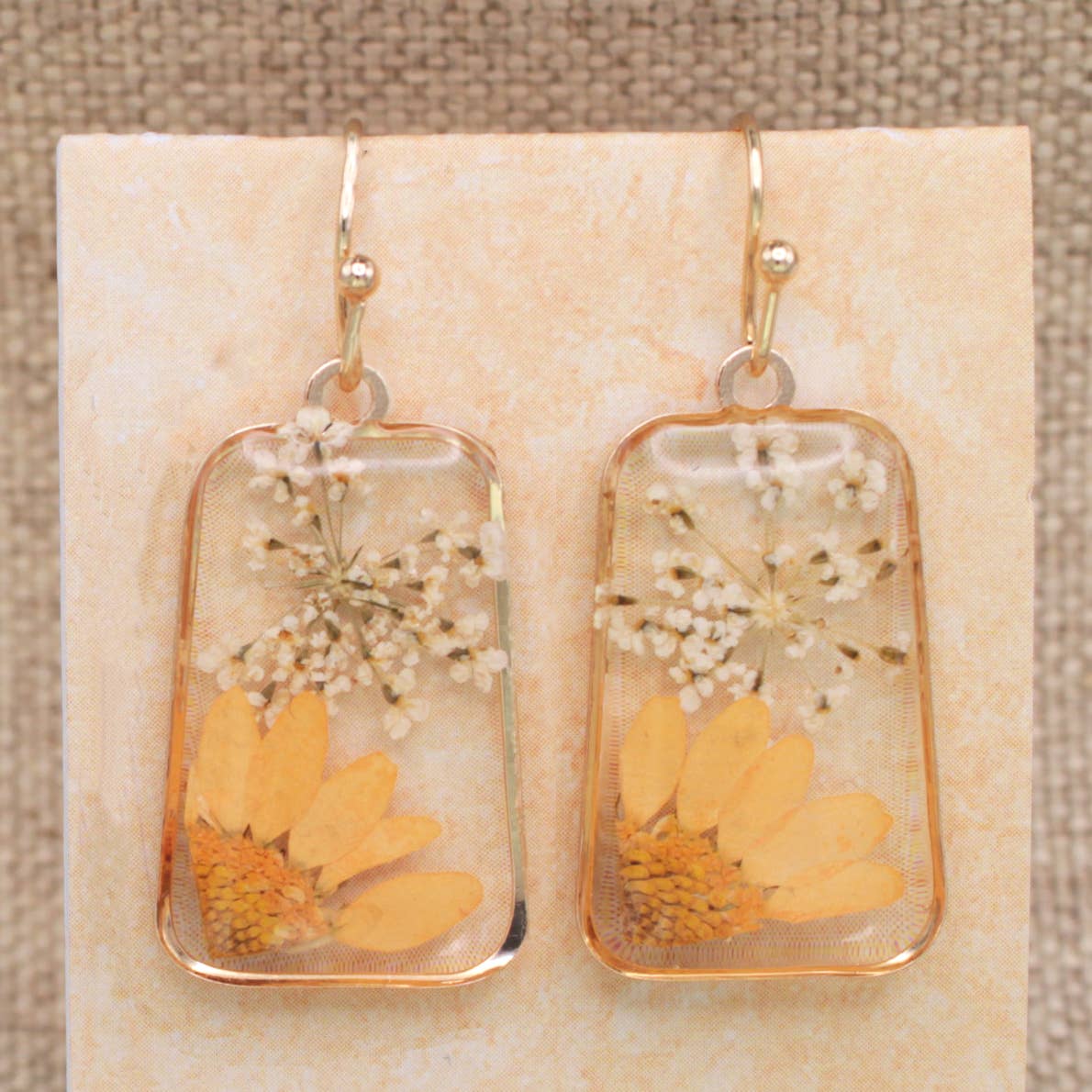 ZAD - Wholesale Dangle Earrings - Cottage Floral Dried Sunflower Earring