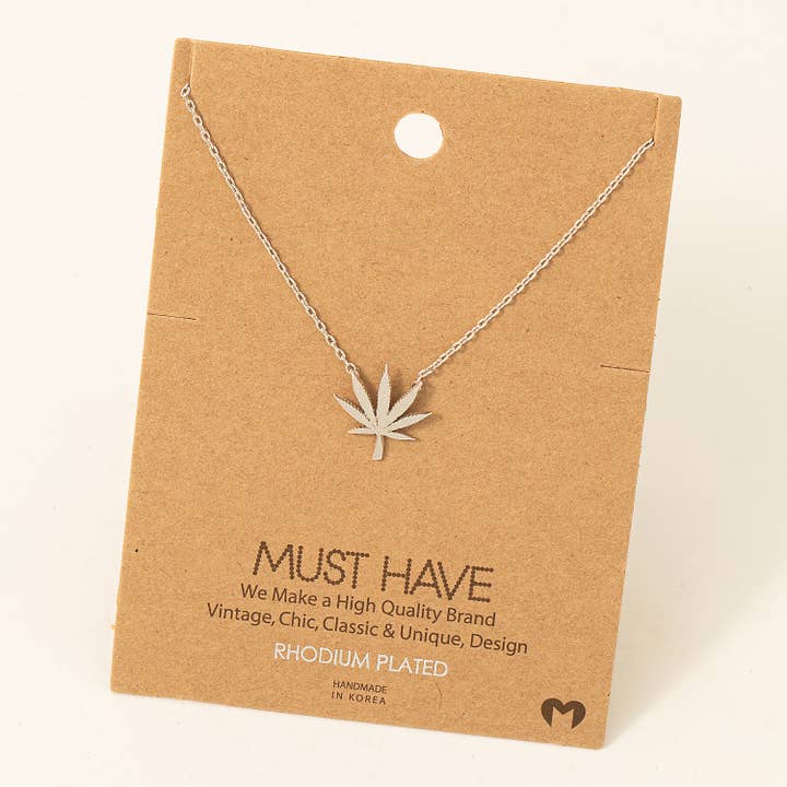 Fame Accessories - Wholesale Pendant/Charm Necklace - Cannabis Leaf Pendant Necklace