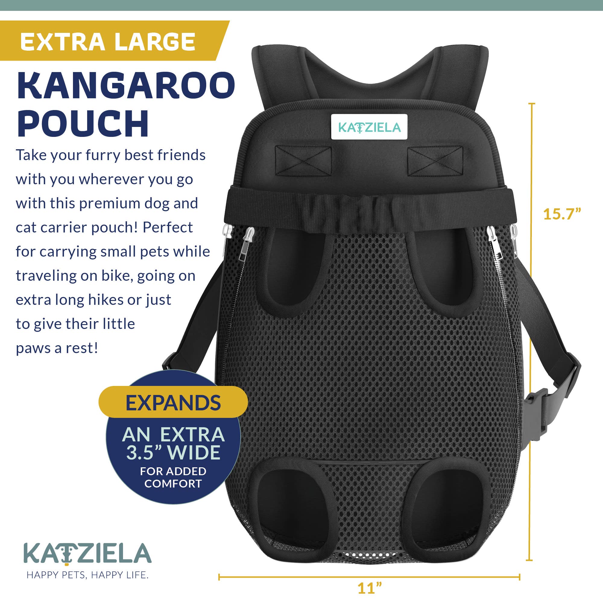 Katziela - Wholesale Pet Carrier - Cat/Dog - Kangaroo Pouch Pet Carrier2