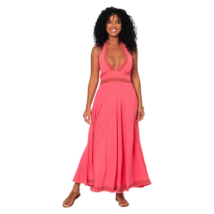 LONG SLEEVELESS SUMMER DRESS MBM3004C for wholesale by La Mano Boho