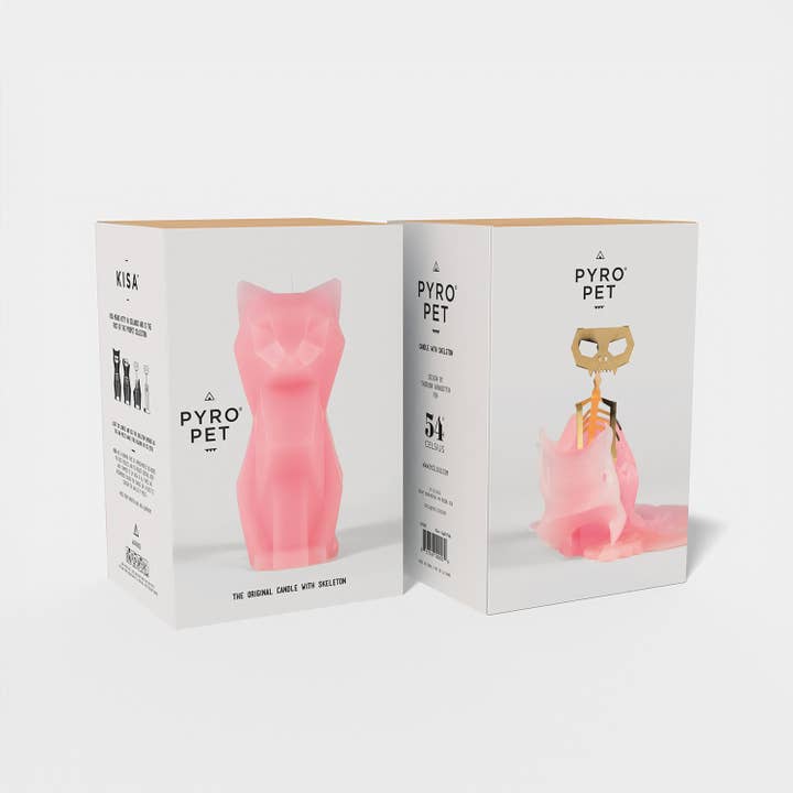 54 Celsius - Vendita all'ingrosso Candele regalo - Candela Scheletro Gatto Rosa Chiaro Pyropet. Decorazione Carina e Inquietante.5