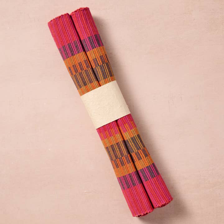 Ten Thousand Villages - Wholesale Placemat - Khana Handloomed Cotton Placemat Set of 2 - Rouge2