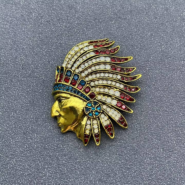 Mio Queena - Wholesale Brooch - Rhinestone Indian Chiefs Brooch2