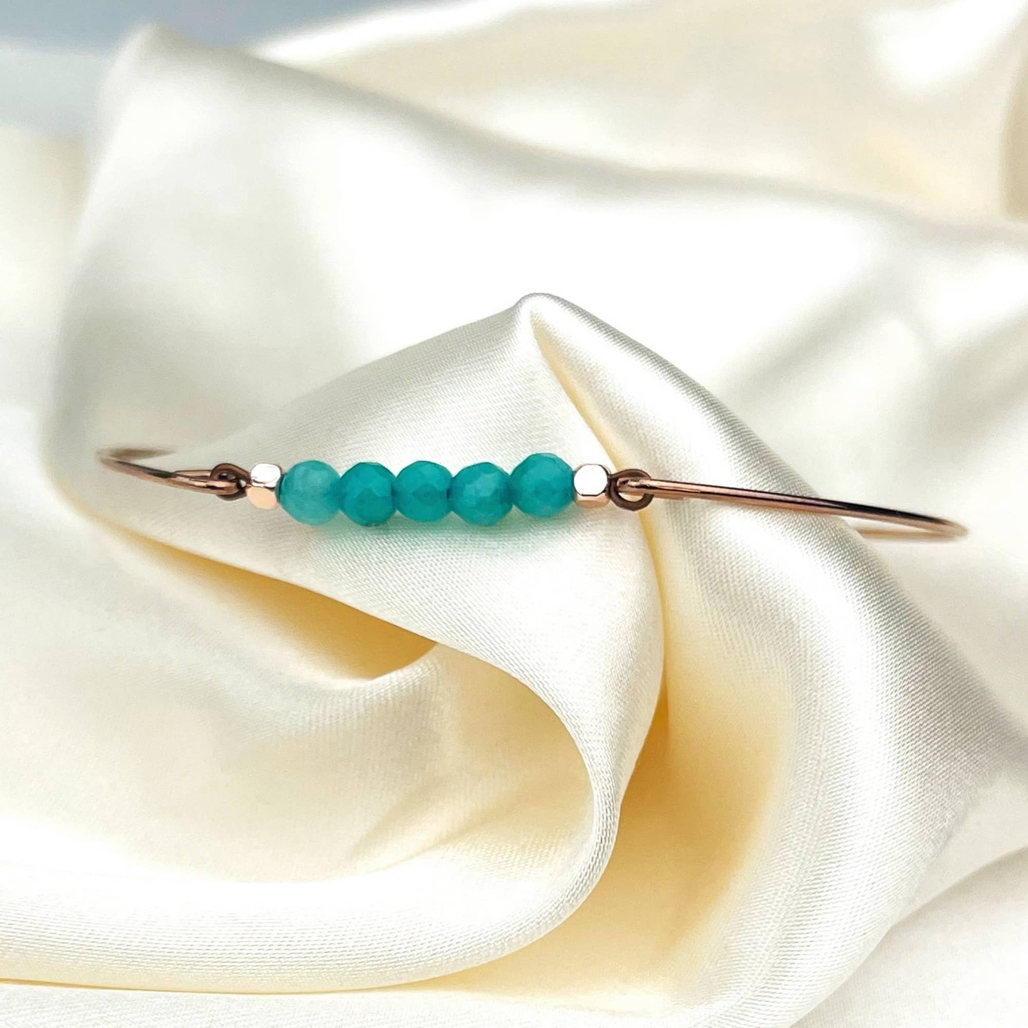 MadamLili - Wholesale Cuff Bracelet - Aquamarine bangle - rose gold plated maritime jewelry0