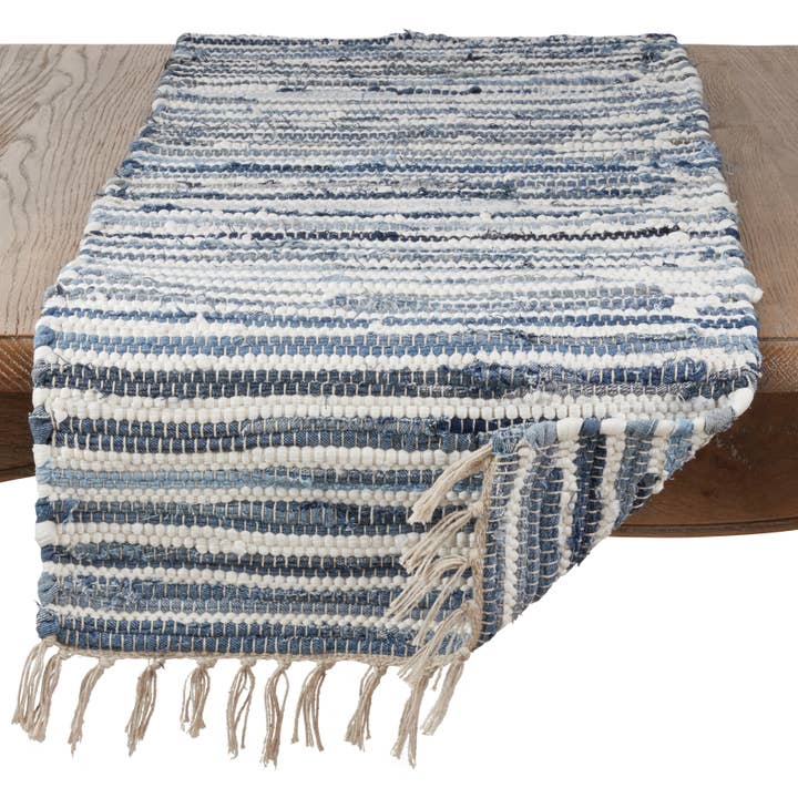 Striped Denim Chindi Runner for wholesale on Faire