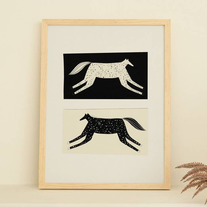 Negative / Positive Horse Art Print | Cowboy | Western for wholesale by Little Black Cat Illustrated Goods