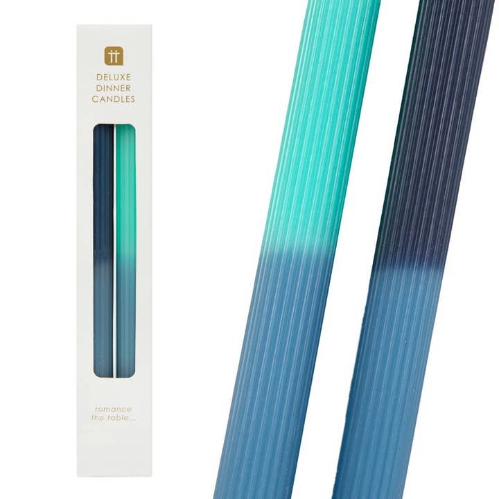 2 Tone Blue Dinner Candles | 2 Pack | Home Decor | for wholesale by Talking Tables UK