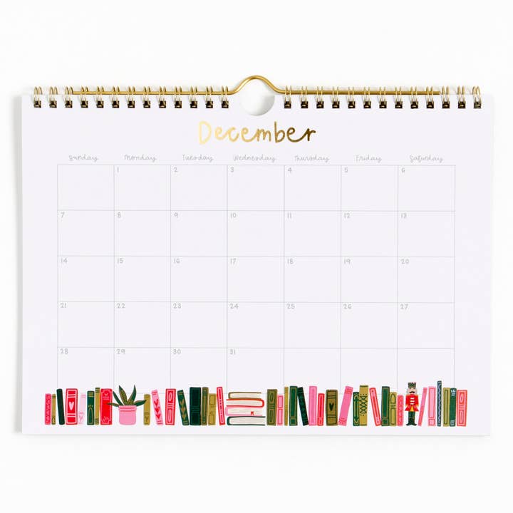 Pippi Post - Wholesale Calendar - Book Lover's 2025 Spiral Wall Calendar