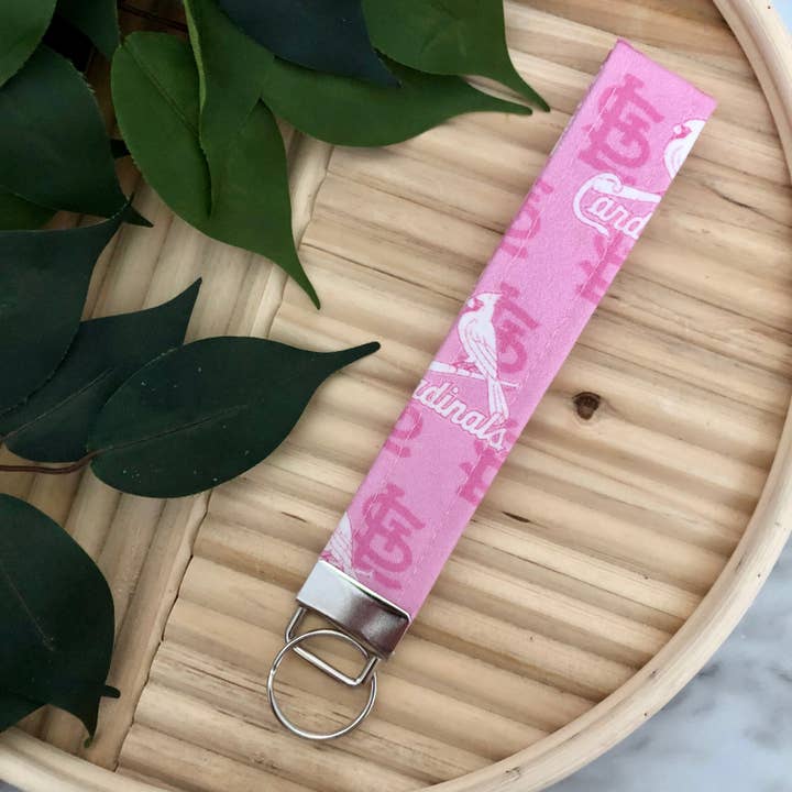 St. Louis Cardinals Pink Print Fabric Wristlet Keychain, Key Fob for wholesale by MDStickerShop