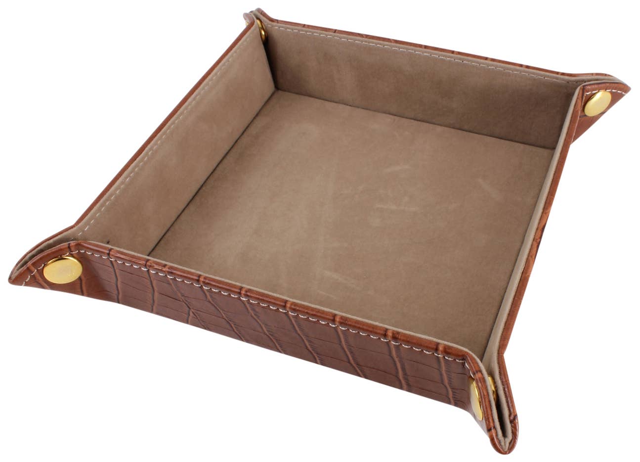 Dalaco - incorporating David Aster – wholesale Desk tray – Accessory Valet Tray - Brown Crock Leatherette1