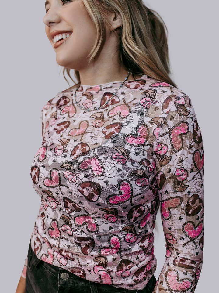 TZ63 Western Heart Lace Top for wholesale by Merigold Kiss