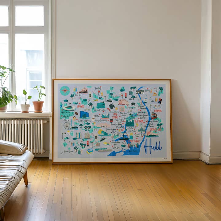 Hull Map Art Print, England Art Print for wholesale by Hannah Penrose Illustrations