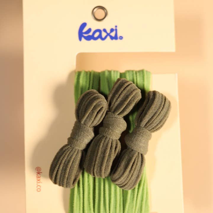 KAXI - Wholesale Hair Tie - TWO TONED BOW SLICK BACK PONYTAILS (PACK OF 3)22