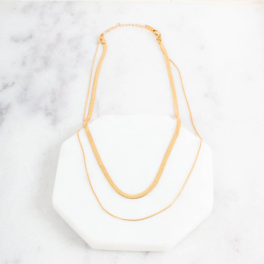 Pretty Simple - Wholesale Link & Chain Necklace - Brooke Layered Chain Necklace WATERPROOF Wholesale5