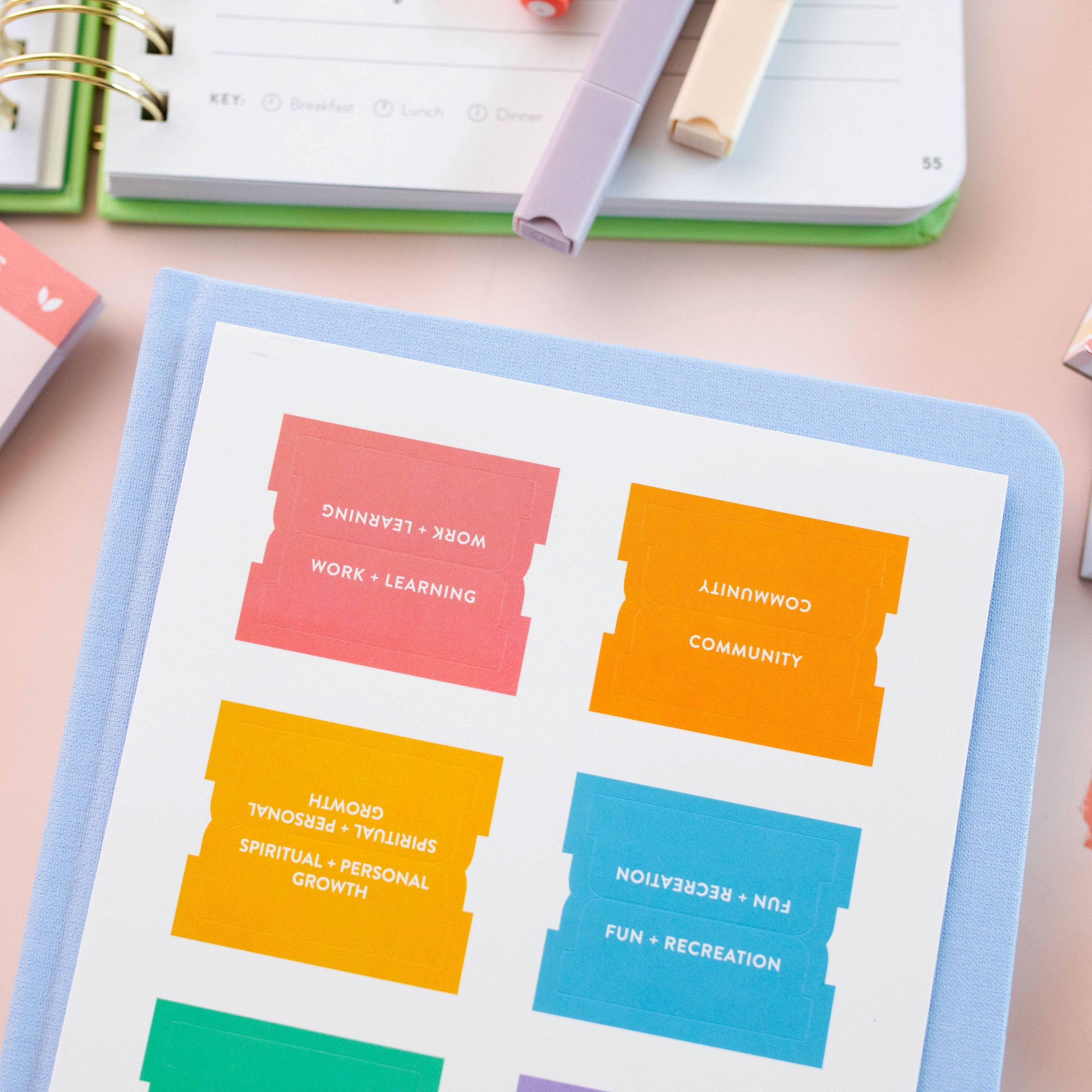 Cultivate What Matters - Wholesale Planner - Colorful Planner Tabs Pack6