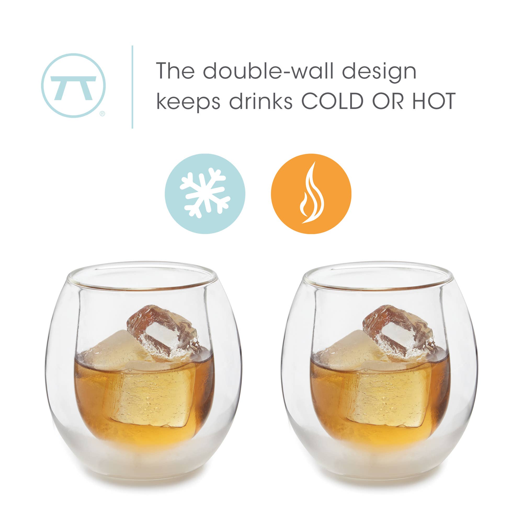Fox Run Brands - Wholesale Cocktail/Liquor Glass - Outset Double Wall Whiskey Glasses Set, 6-Ounce7