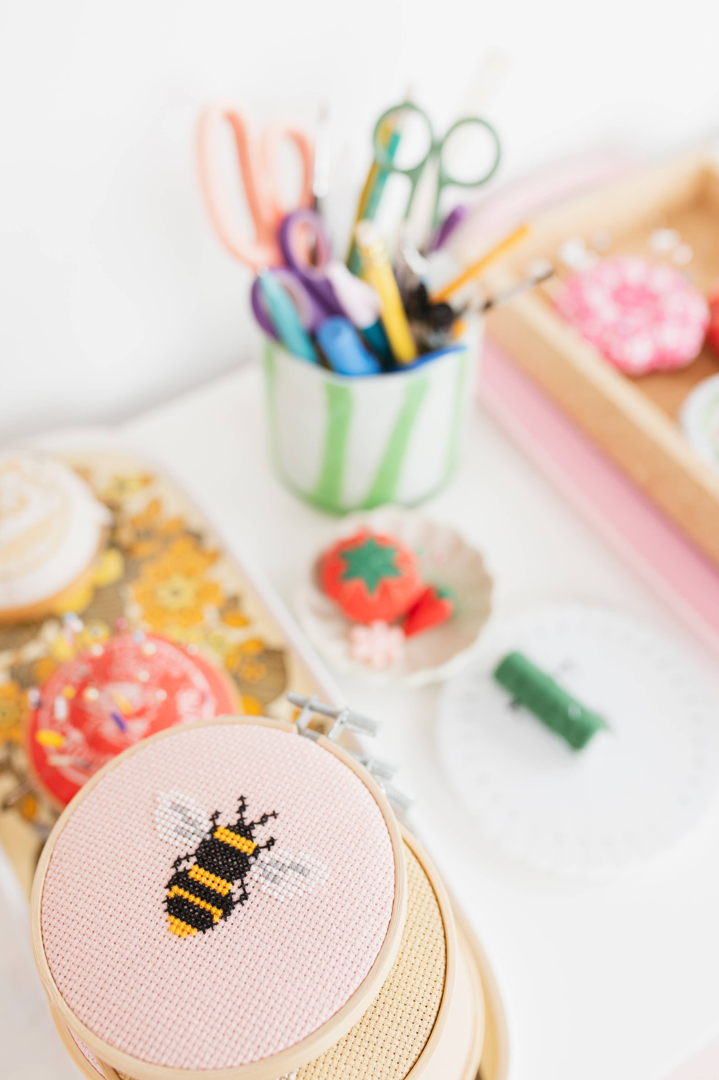 Cotton Clara Craft Kits & Supplies - Wholesale Craft Sewing Kit - Beginner Bumble Bee Cross Stitch Kit8