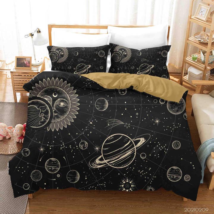 Jess Art Decoration - Wholesale Bedding Set - 3D Black Space Solar System Quilt Cover Set Bedding Set Duvet Cover Pillowcases 351