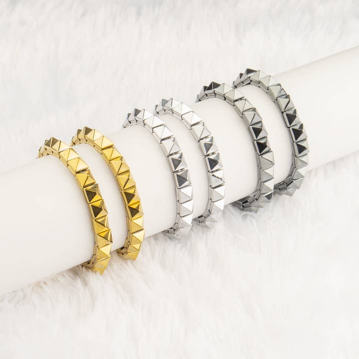 Pyramid Bracelets |Hematite |Fancy Healing Gemstone Bracelet for wholesale by Soothing Crystals