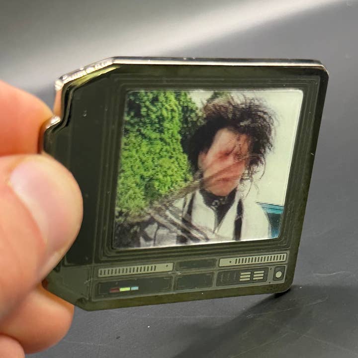 GoopyGoblins - Wholesale Lapel Pin/Button - 2.5" Lenticular Edward Scissorhands CRTV Enamel Pin6