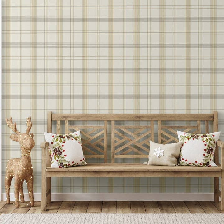 Textured Plaid Wallpaper, 3D Embossed Tartan Wallpaper, Wallcovering, Large 178 sq ft, Light Colors Wall Decor, Washable, Removable, Elegant for wholesale by Walloro Luxury Embossed Wallpaper