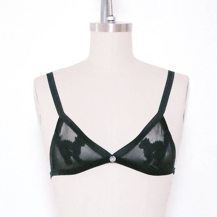 Hey Mavens! - Wholesale Bra - Women's - Black Cat Bralette // mesh soft cup triangle bra kitten lace0