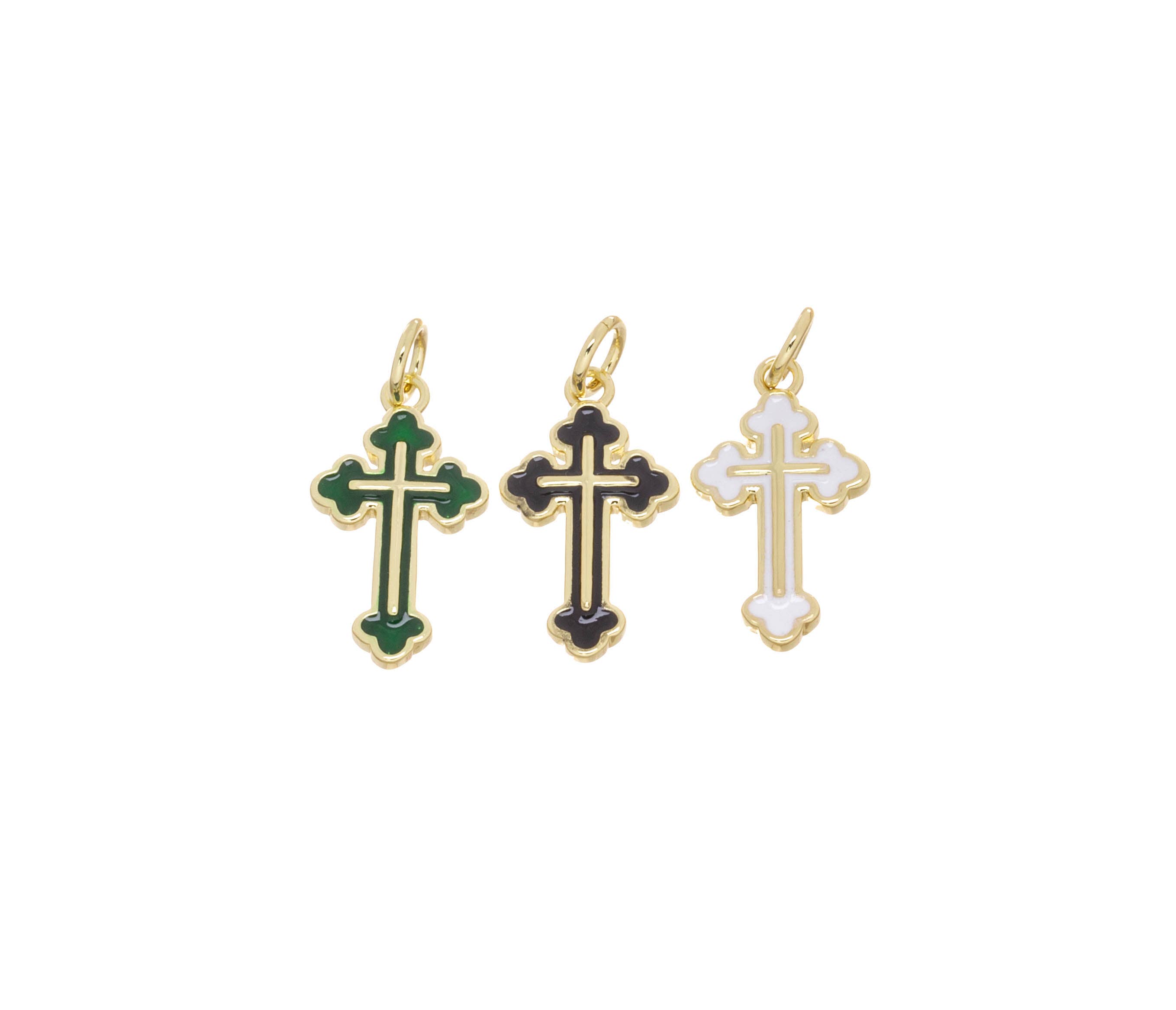 Jewel Pledge - Wholesale Individual Charm/Pendant - Assorted Gold samll Cross Charms for Jewelry Making CPG26663