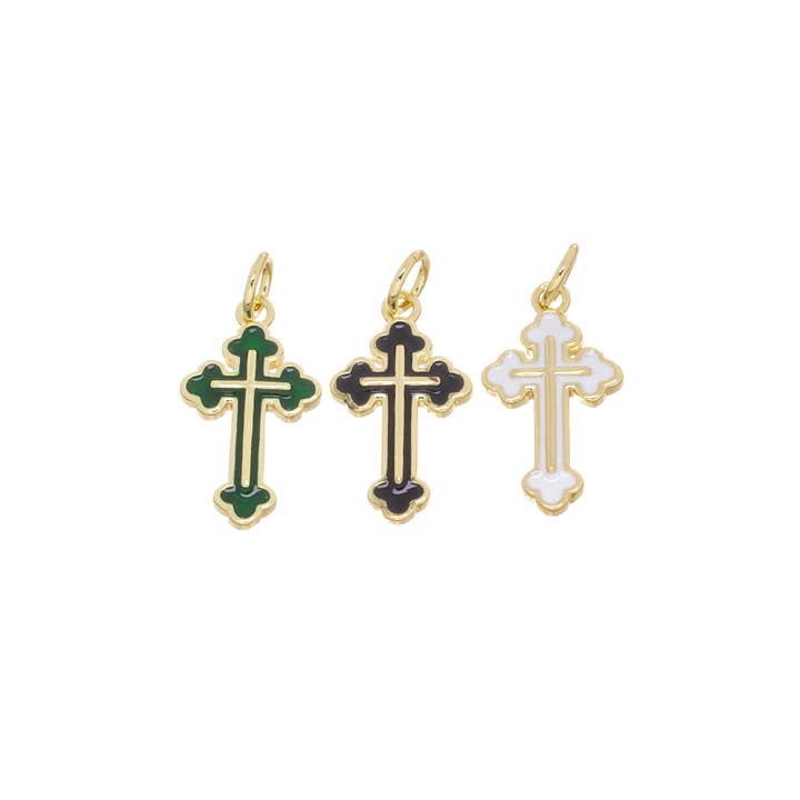 Jewel Pledge - Wholesale Individual Charm/Pendant - Assorted Gold samll Cross Charms for Jewelry Making CPG26663