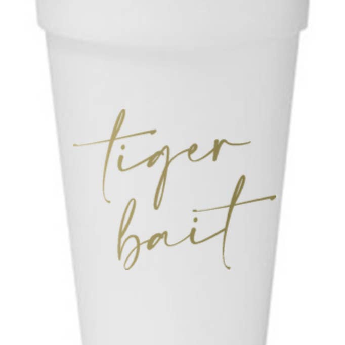 Tiger Bait Styrofoam Cups for wholesale by M2B Designs