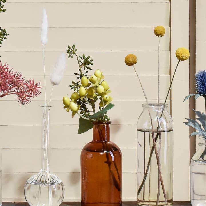 Jamali Garden - Vente Vases - Bouteille de médecine ambrée Bud Vase1